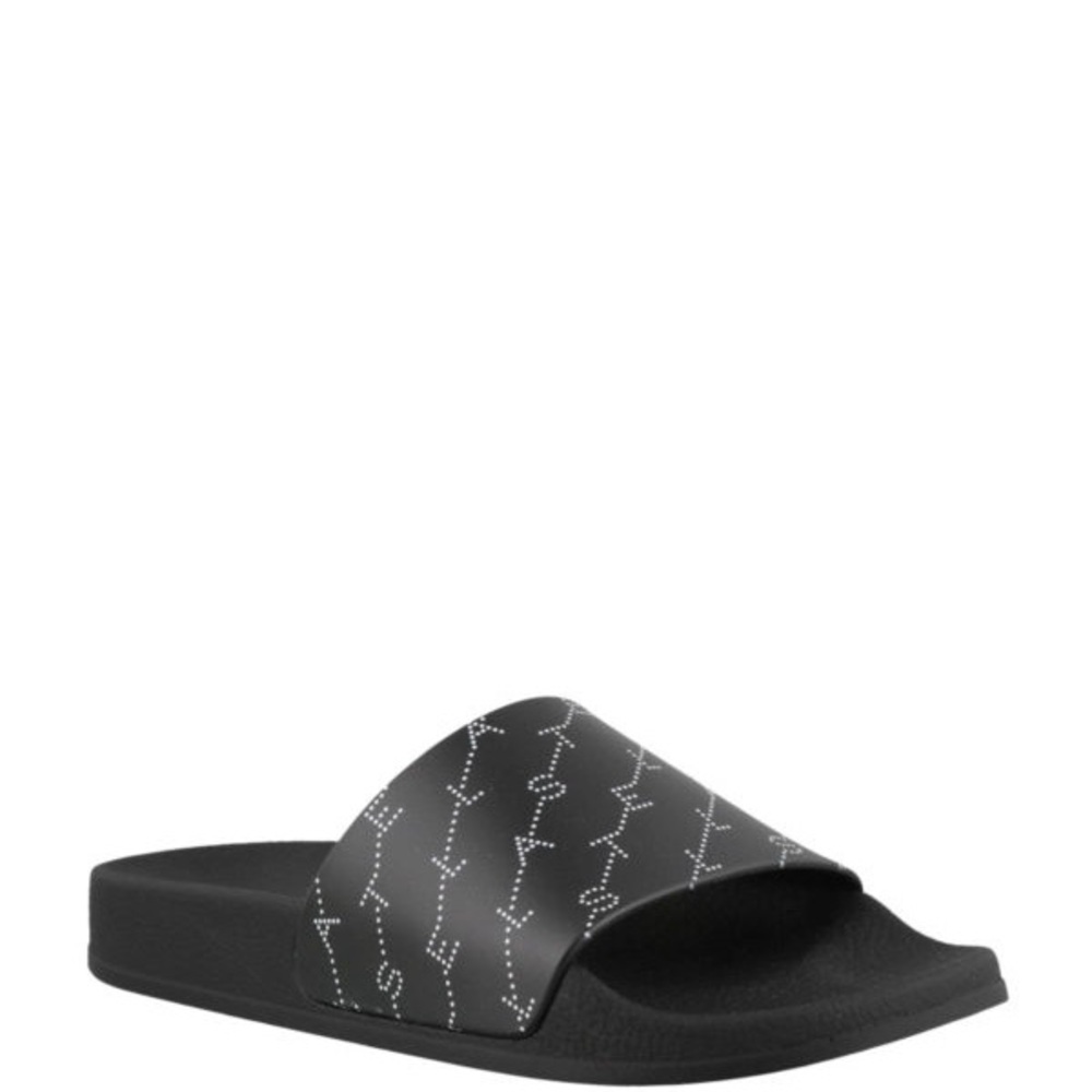 Stella McCartney mens logo monogram all over printed slides NEW